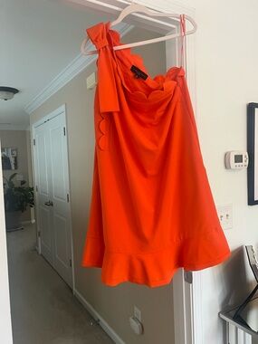 Victoria Beckham for Target Orange Scallop Neckline Dress